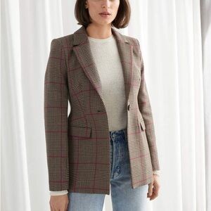 & Other Stories Plaid Tartan Mini Skirt and Blazer Set